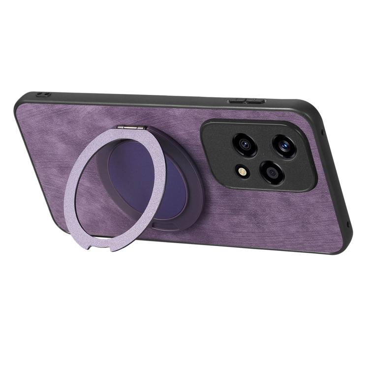 For Honor 200 Lite Global Retro Leather Rotation Round Holder Phone Case