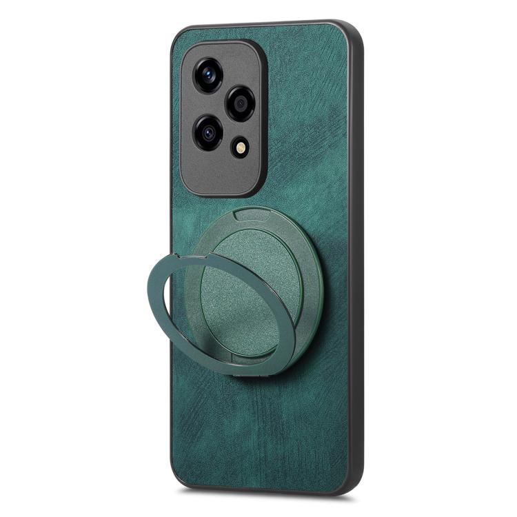 For Honor 200 Lite Global Retro Leather Rotation Round Holder Phone Case