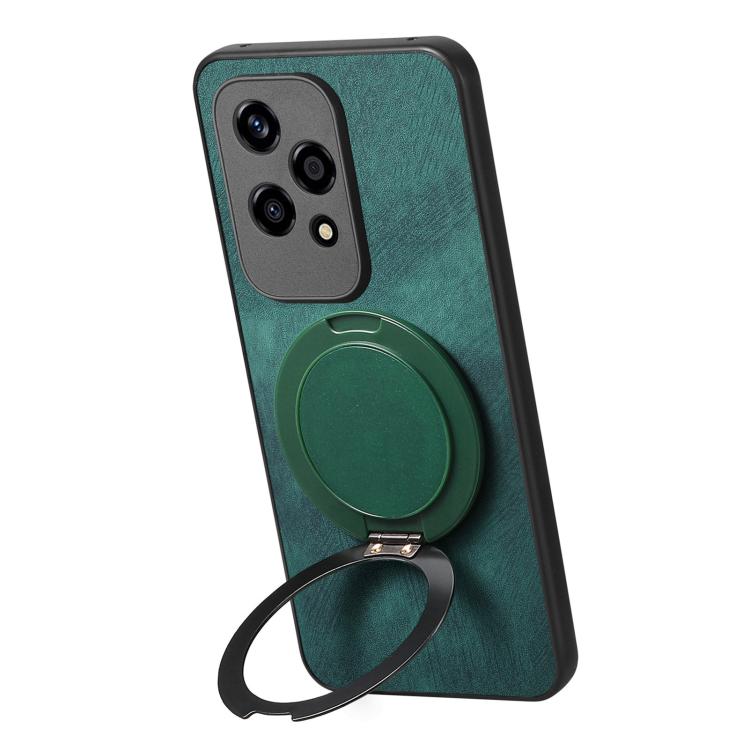 For Honor 200 Lite Global Retro Leather Rotation Round Holder Phone Case