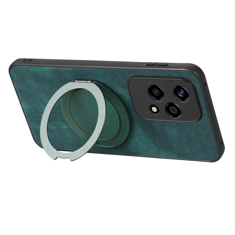 For Honor 200 Lite Global Retro Leather Rotation Round Holder Phone Case
