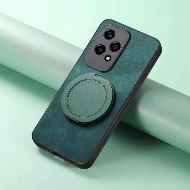 For Honor 200 Lite Global Retro Leather Rotation Round Holder Phone Case