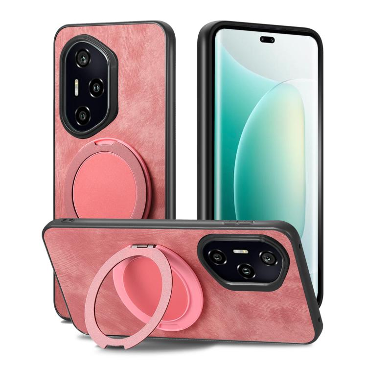 For Honor 300 Pro Retro Leather Rotation Round Holder Phone Case