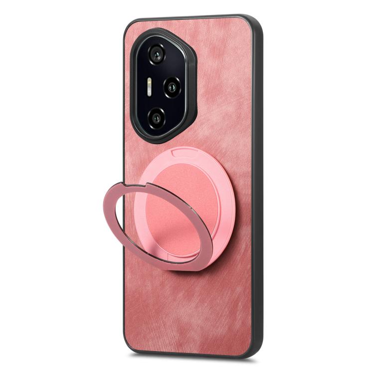 For Honor 300 Pro Retro Leather Rotation Round Holder Phone Case