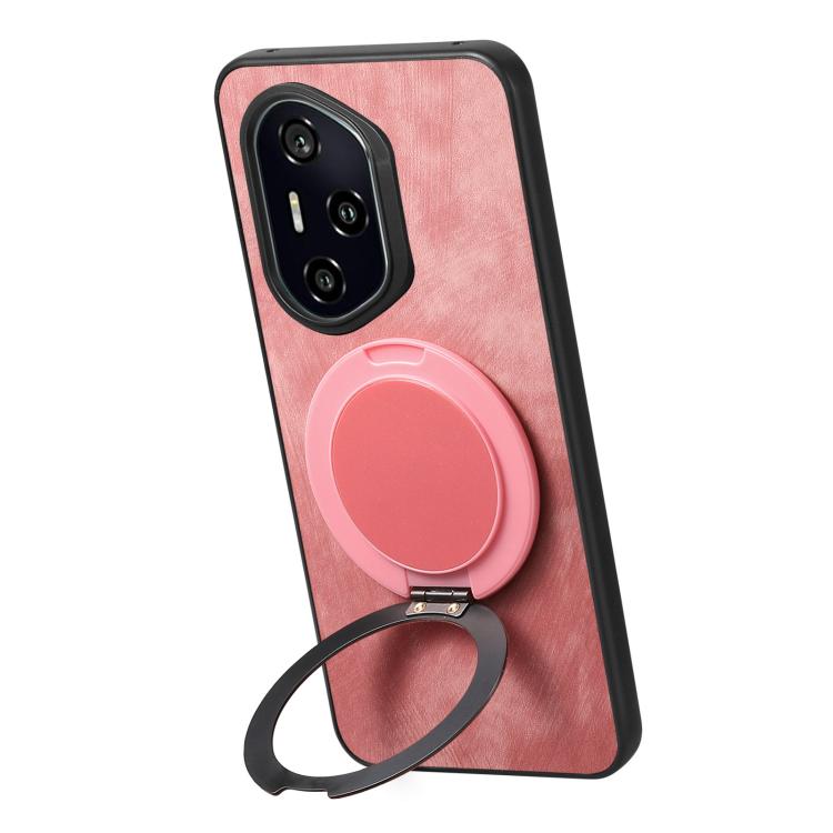 For Honor 300 Pro Retro Leather Rotation Round Holder Phone Case