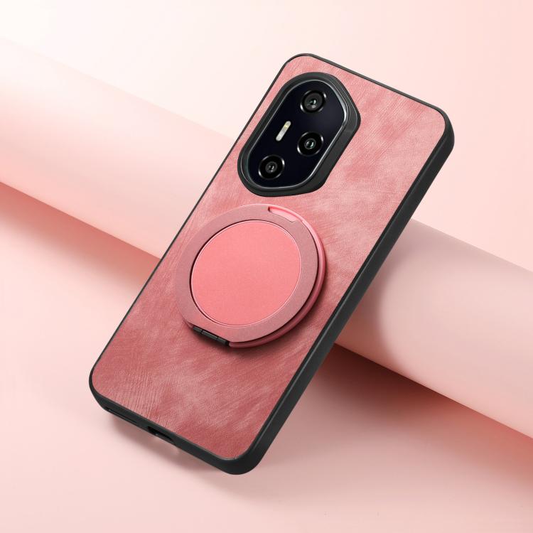 For Honor 300 Pro Retro Leather Rotation Round Holder Phone Case