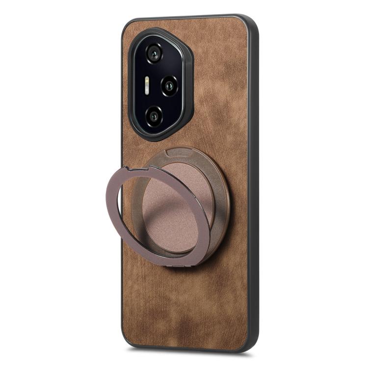 For Honor 300 Pro Retro Leather Rotation Round Holder Phone Case