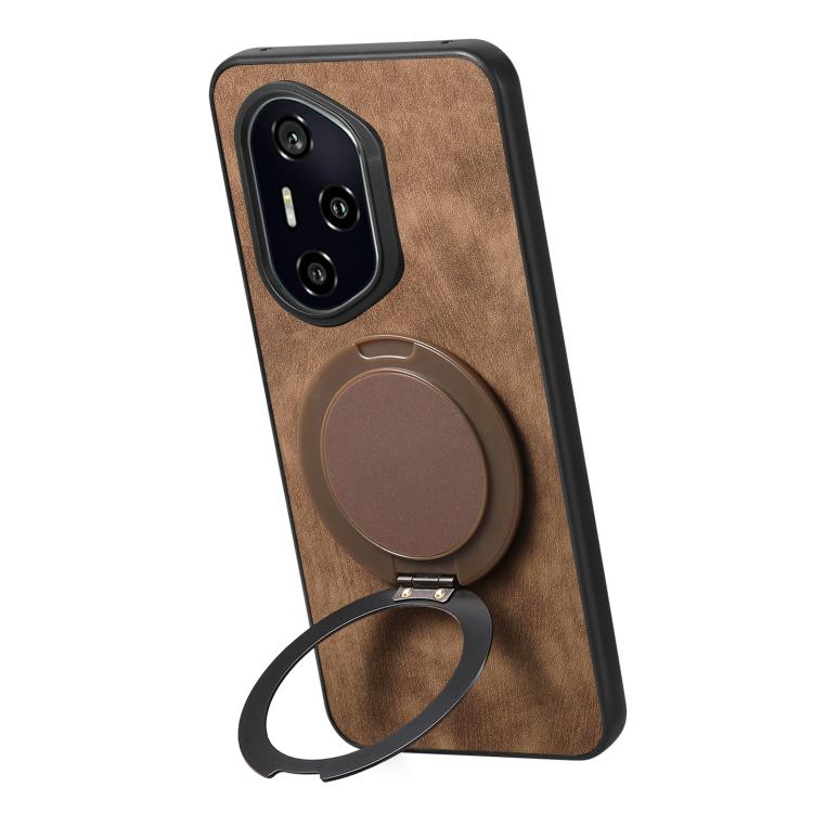 For Honor 300 Pro Retro Leather Rotation Round Holder Phone Case