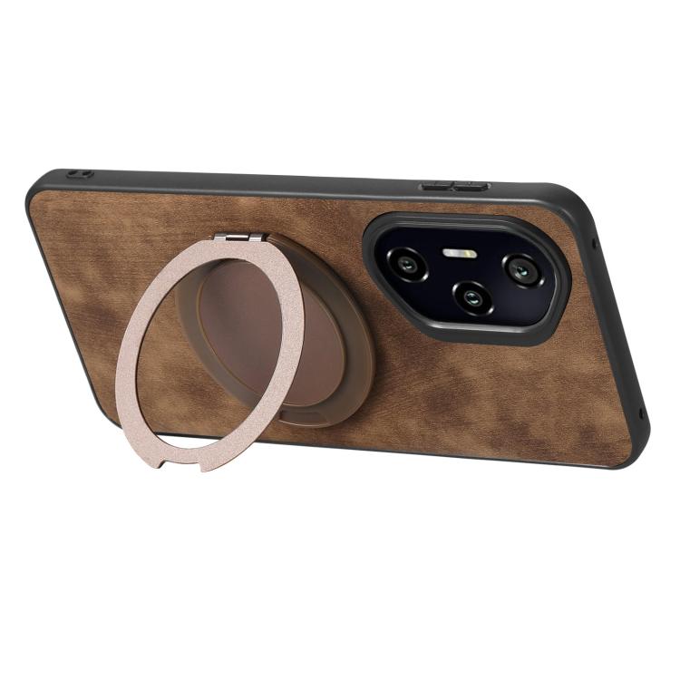 For Honor 300 Pro Retro Leather Rotation Round Holder Phone Case