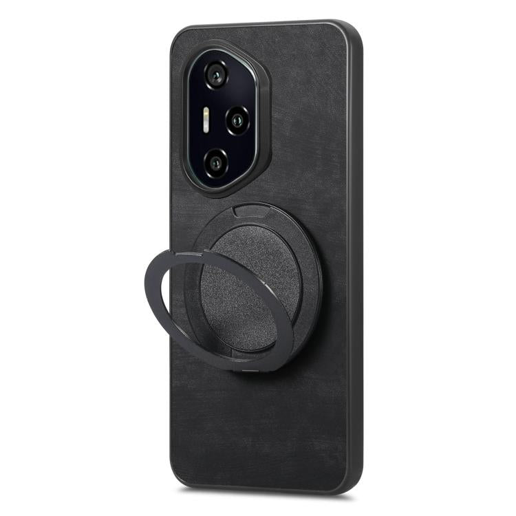 For Honor 300 Pro Retro Leather Rotation Round Holder Phone Case