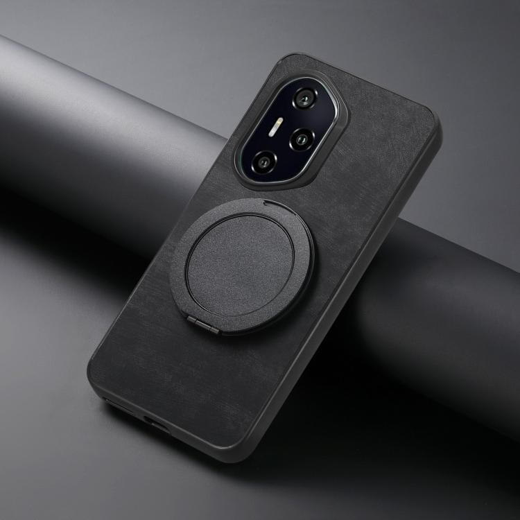 For Honor 300 Pro Retro Leather Rotation Round Holder Phone Case