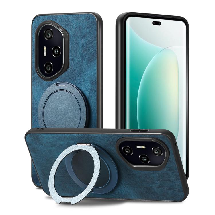 For Honor 300 Pro Retro Leather Rotation Round Holder Phone Case