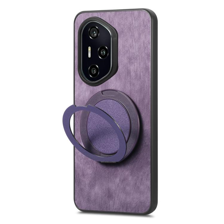 For Honor 300 Pro Retro Leather Rotation Round Holder Phone Case