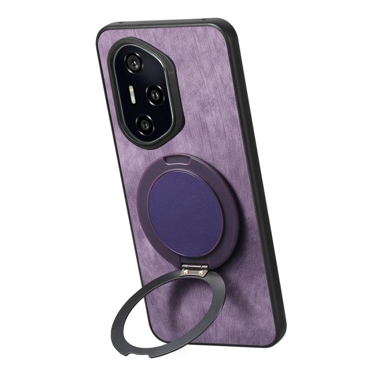 For Honor 300 Pro Retro Leather Rotation Round Holder Phone Case