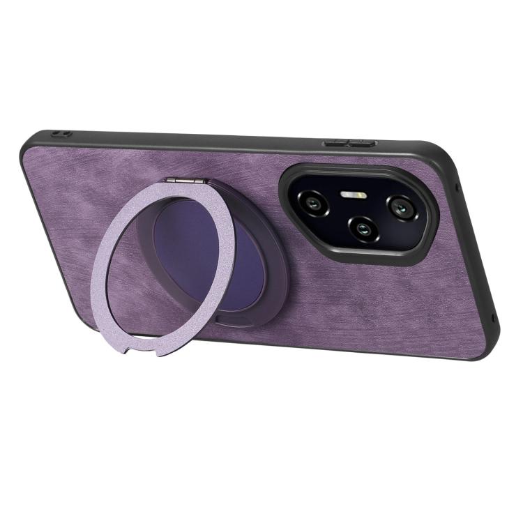 For Honor 300 Pro Retro Leather Rotation Round Holder Phone Case