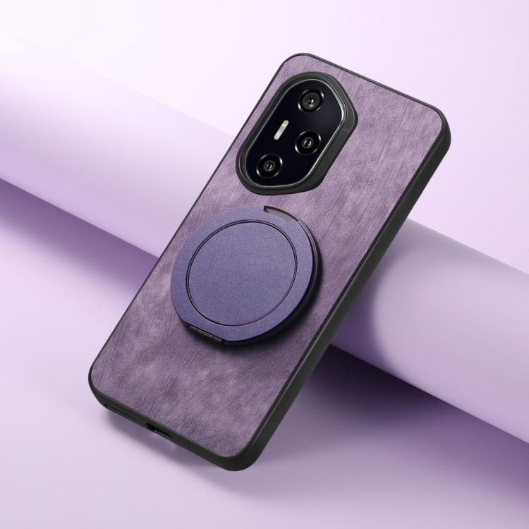 For Honor 300 Pro Retro Leather Rotation Round Holder Phone Case