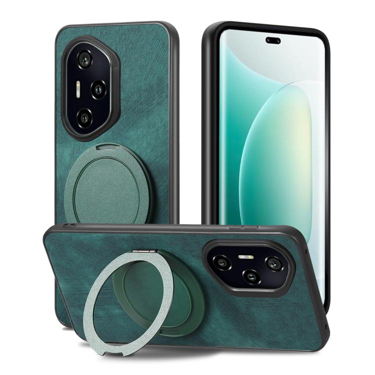 For Honor 300 Pro Retro Leather Rotation Round Holder Phone Case