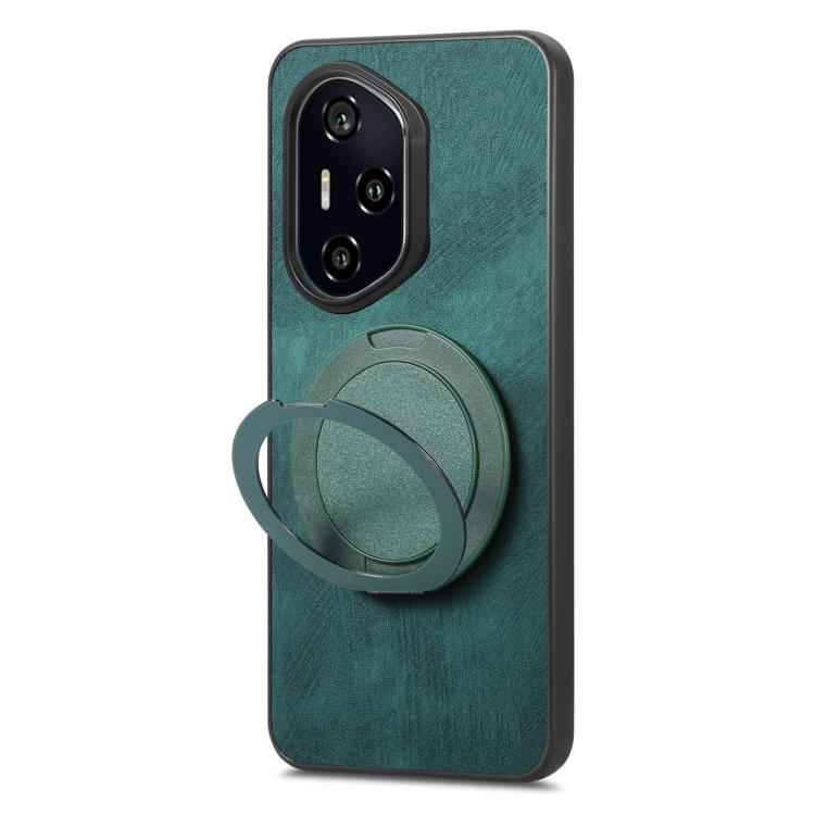 For Honor 300 Pro Retro Leather Rotation Round Holder Phone Case