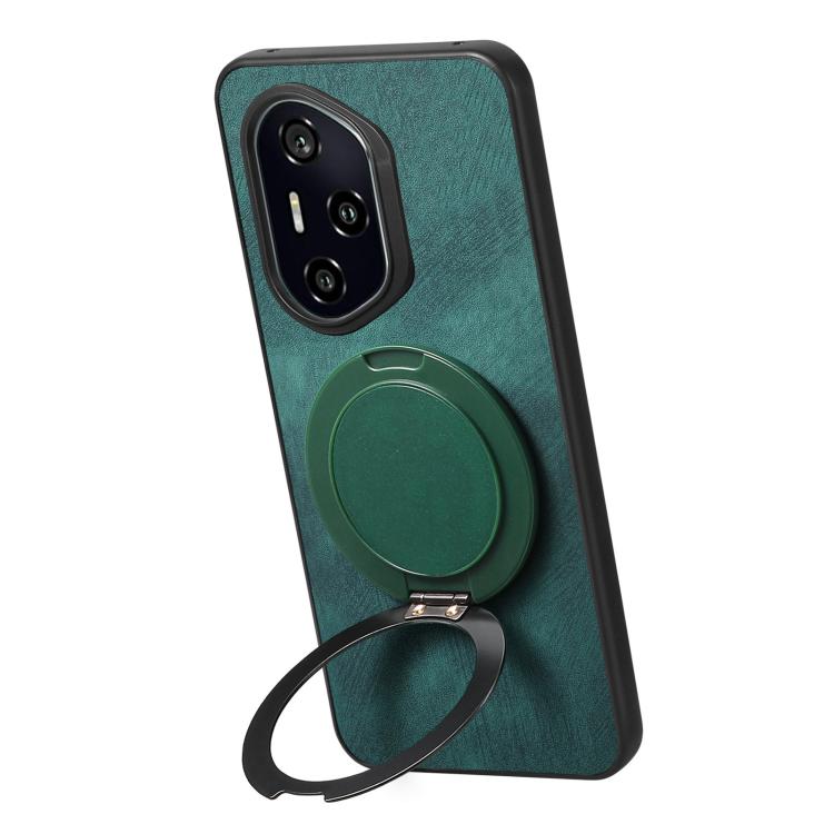 For Honor 300 Pro Retro Leather Rotation Round Holder Phone Case