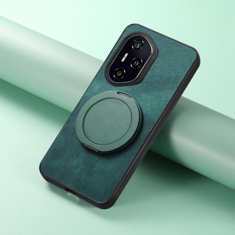 For Honor 300 Pro Retro Leather Rotation Round Holder Phone Case