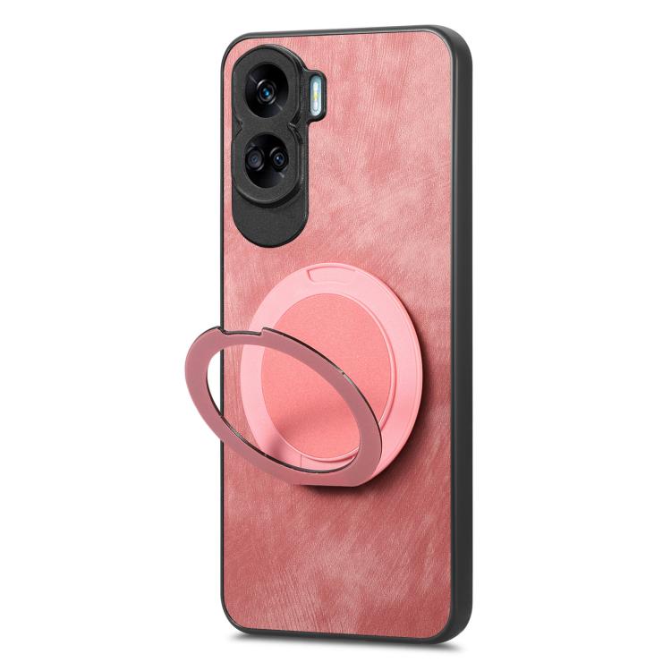 For Honor 90 Lite Retro Leather Rotation Round Holder Phone Case