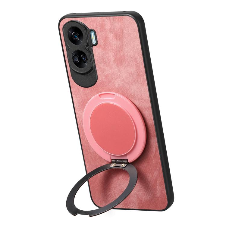 For Honor 90 Lite Retro Leather Rotation Round Holder Phone Case