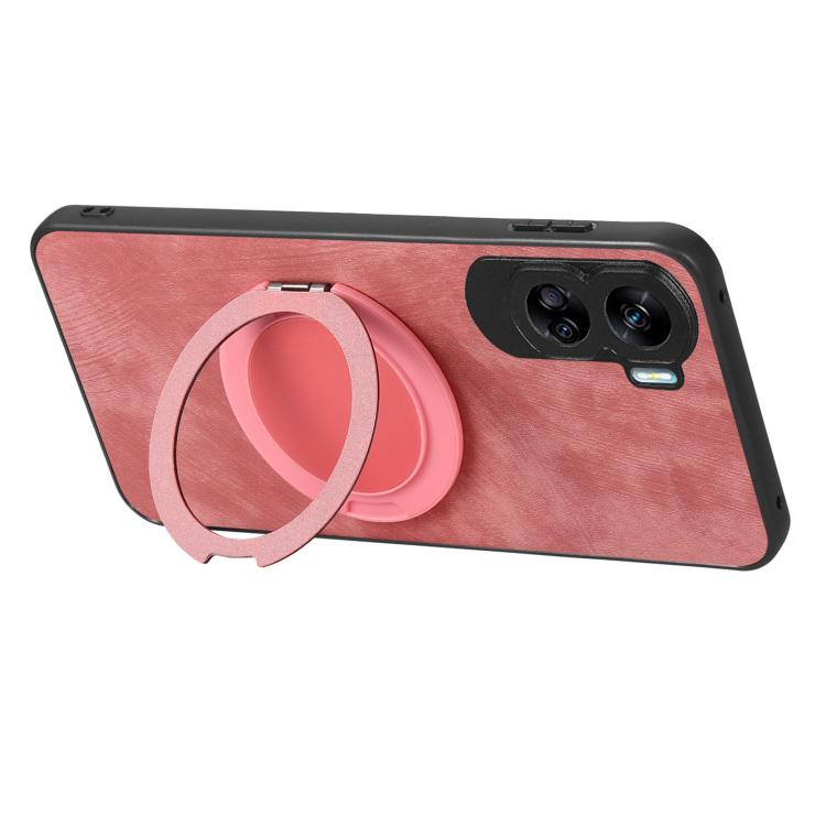 For Honor 90 Lite Retro Leather Rotation Round Holder Phone Case