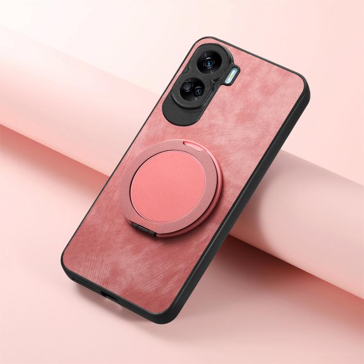 For Honor 90 Lite Retro Leather Rotation Round Holder Phone Case