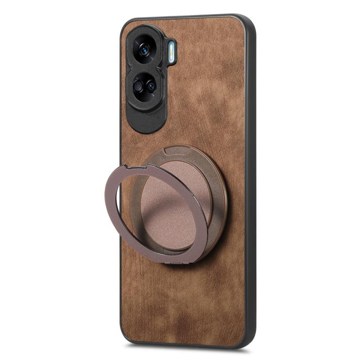 For Honor 90 Lite Retro Leather Rotation Round Holder Phone Case
