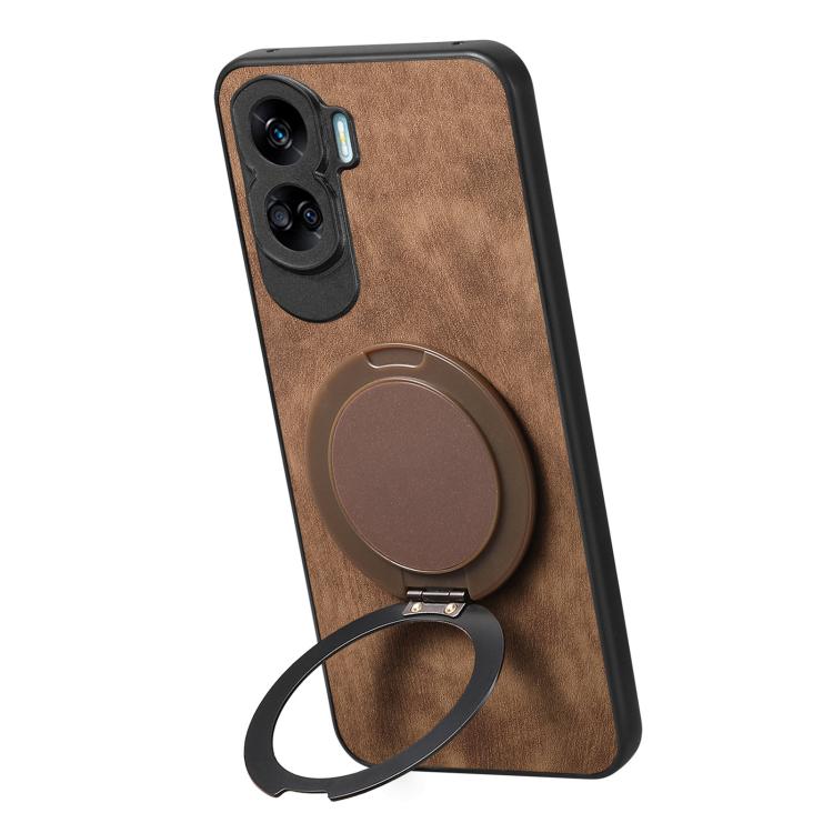 For Honor 90 Lite Retro Leather Rotation Round Holder Phone Case