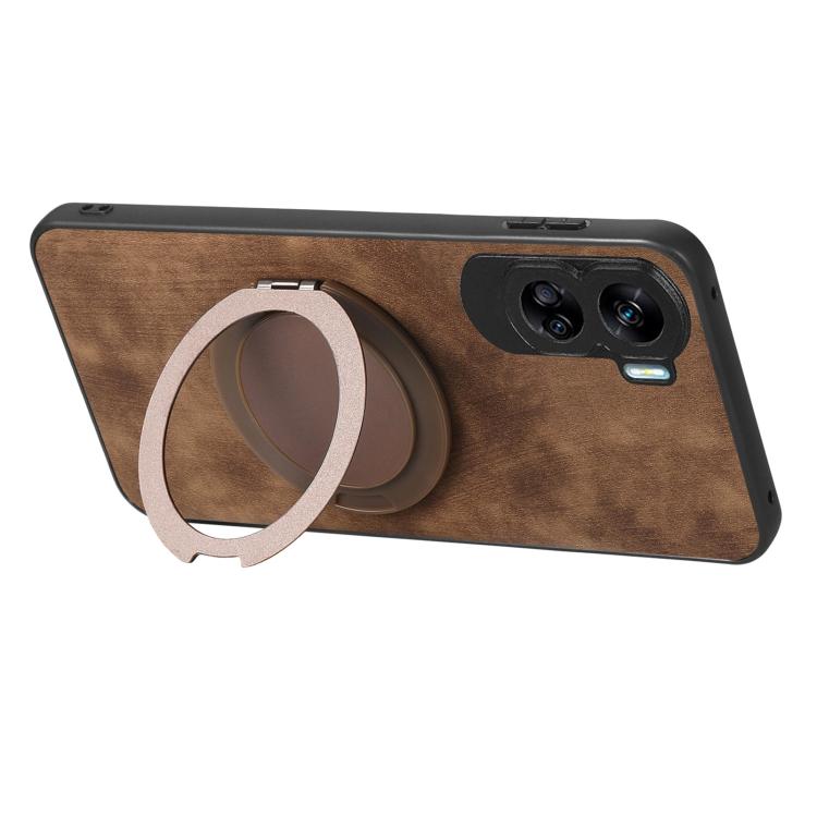 For Honor 90 Lite Retro Leather Rotation Round Holder Phone Case