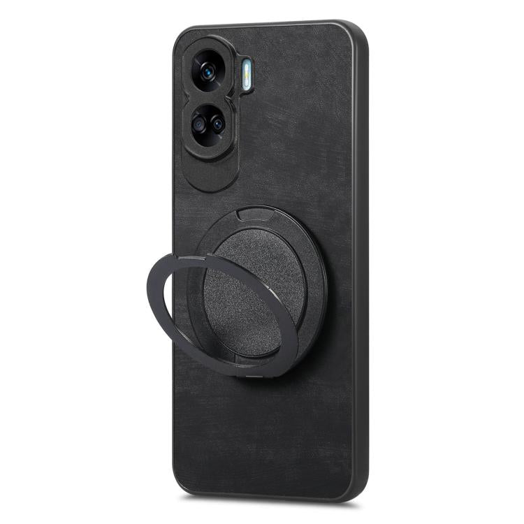 For Honor 90 Lite Retro Leather Rotation Round Holder Phone Case