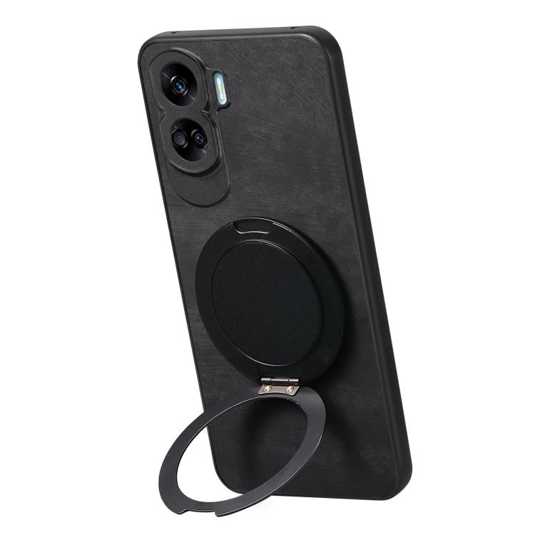 For Honor 90 Lite Retro Leather Rotation Round Holder Phone Case