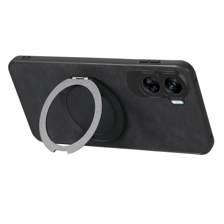 For Honor 90 Lite Retro Leather Rotation Round Holder Phone Case