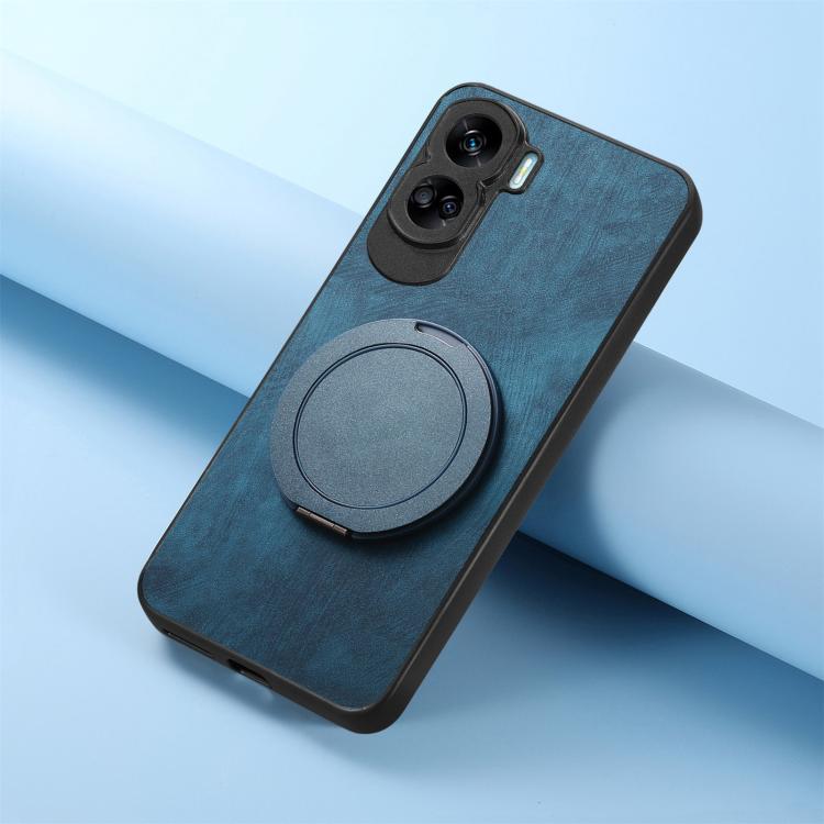 For Honor 90 Lite Retro Leather Rotation Round Holder Phone Case