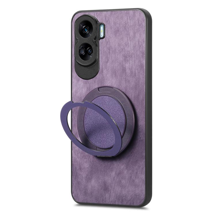For Honor 90 Lite Retro Leather Rotation Round Holder Phone Case