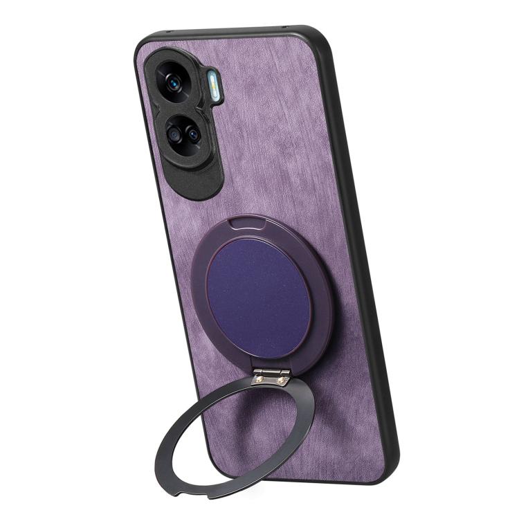 For Honor 90 Lite Retro Leather Rotation Round Holder Phone Case