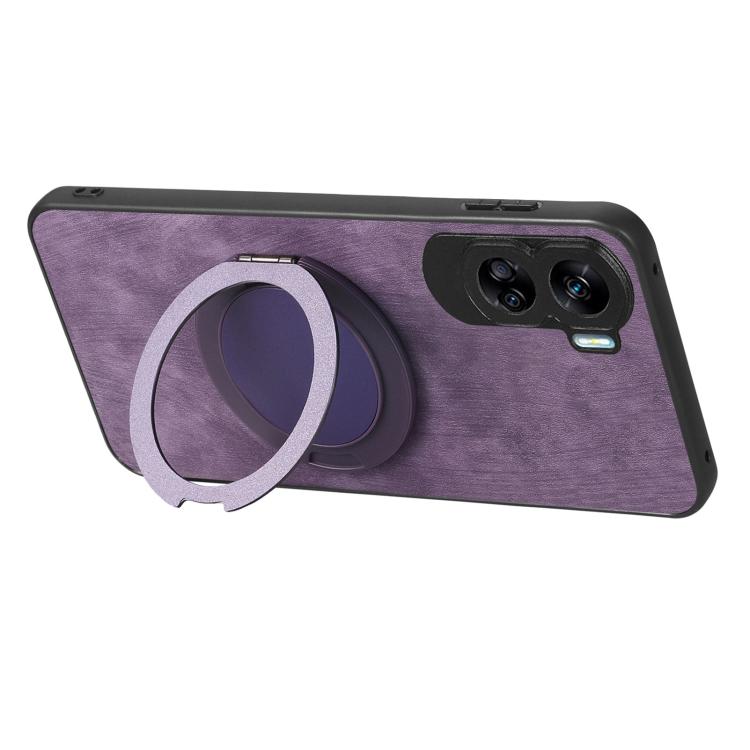 For Honor 90 Lite Retro Leather Rotation Round Holder Phone Case