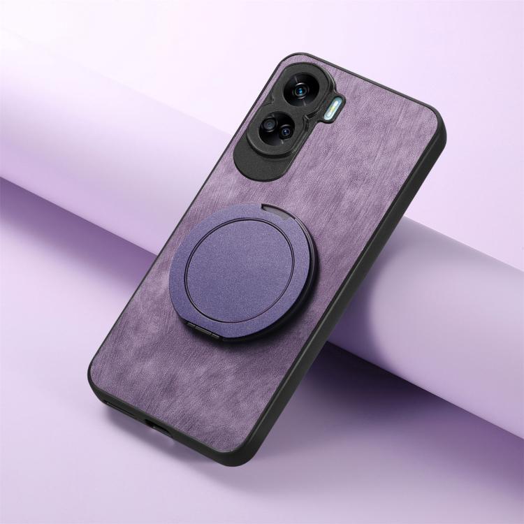 For Honor 90 Lite Retro Leather Rotation Round Holder Phone Case