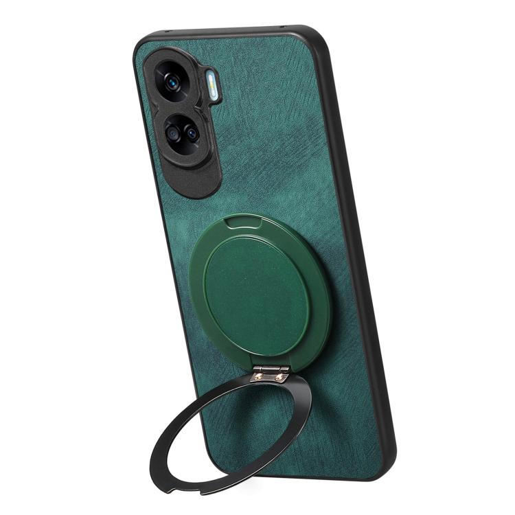 For Honor 90 Lite Retro Leather Rotation Round Holder Phone Case