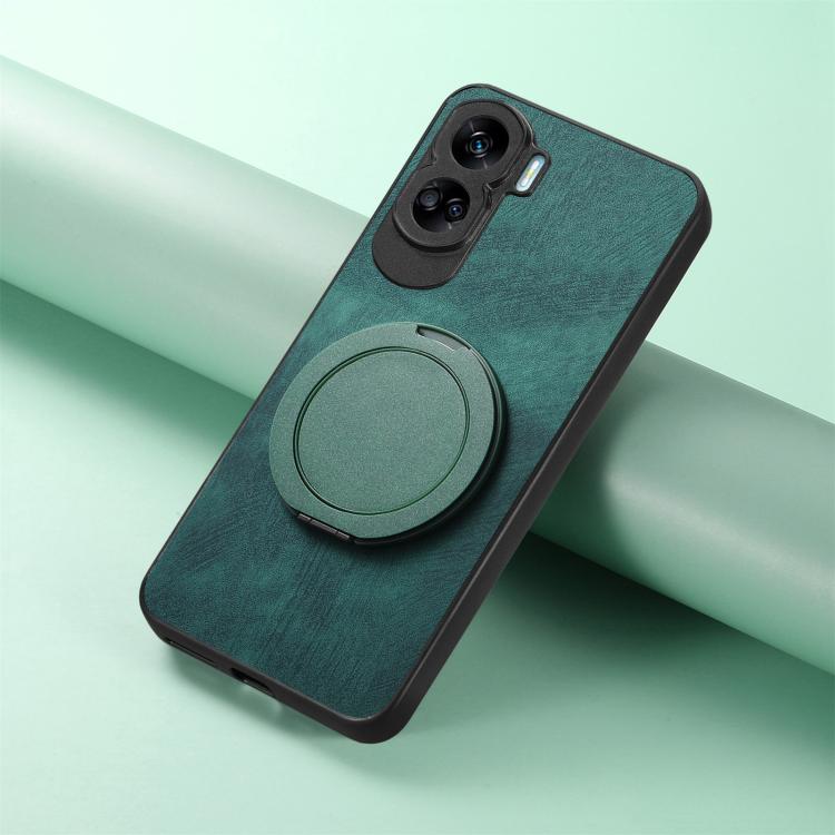 For Honor 90 Lite Retro Leather Rotation Round Holder Phone Case