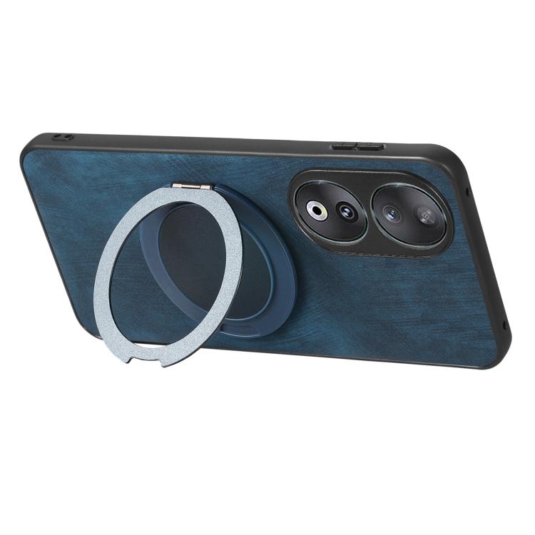 For Honor 90 Retro Leather Rotation Round Holder Phone Case