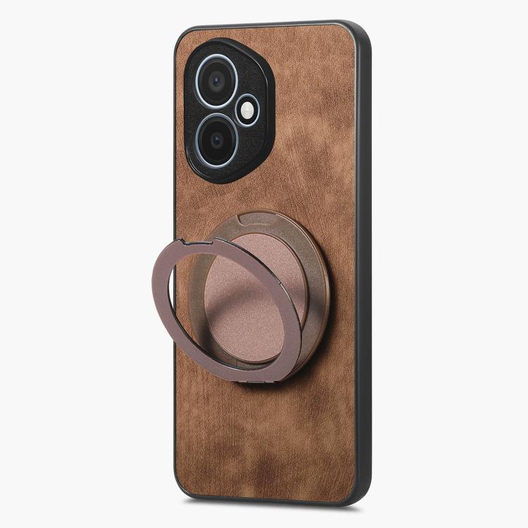 For Honor 400 Global 156.5mm Retro Leather Rotation Round Holder Phone Case