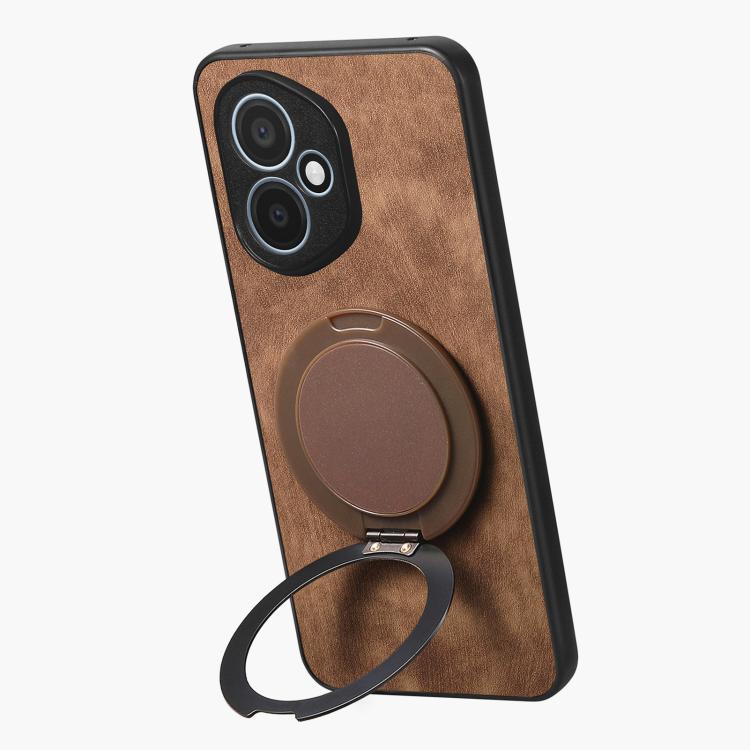 For Honor 400 Global 156.5mm Retro Leather Rotation Round Holder Phone Case