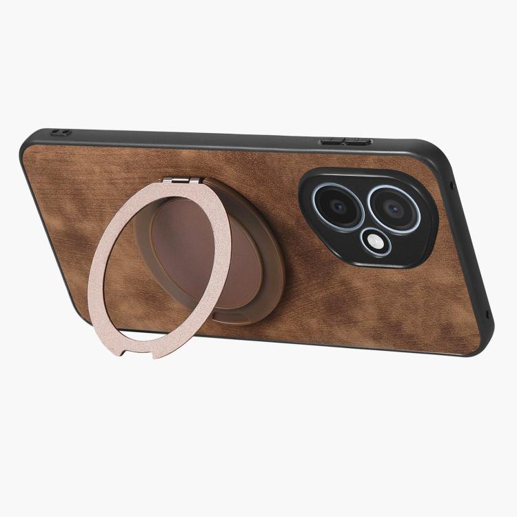 For Honor 400 Global 156.5mm Retro Leather Rotation Round Holder Phone Case