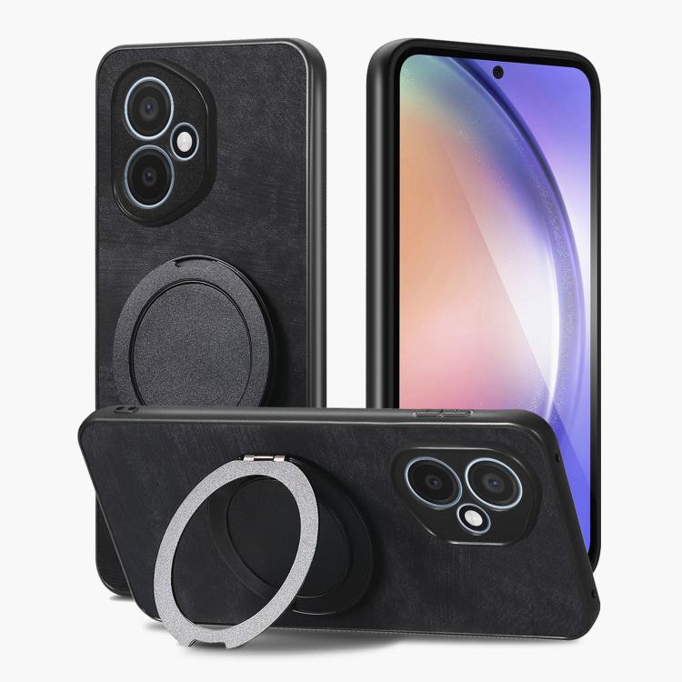For Honor 400 Global 156.5mm Retro Leather Rotation Round Holder Phone Case