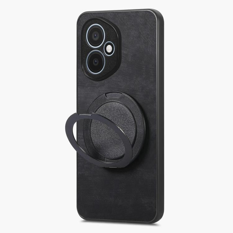 For Honor 400 Global 156.5mm Retro Leather Rotation Round Holder Phone Case