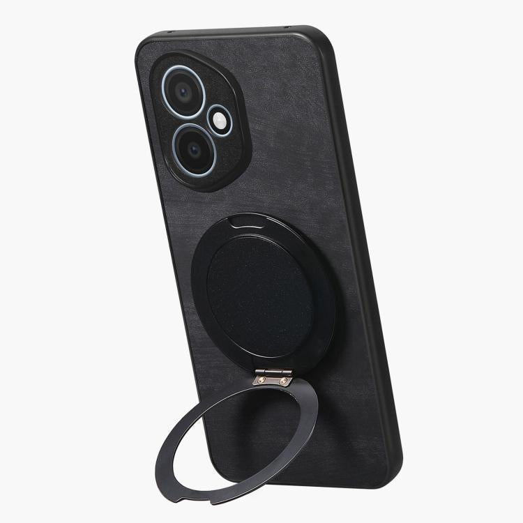 For Honor 400 Global 156.5mm Retro Leather Rotation Round Holder Phone Case