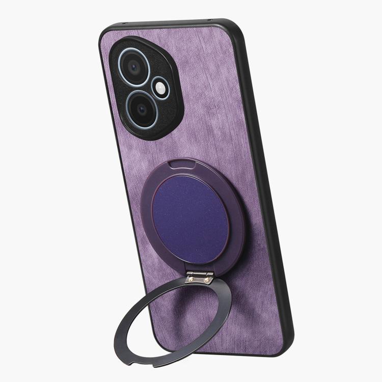 For Honor 400 Global 156.5mm Retro Leather Rotation Round Holder Phone Case