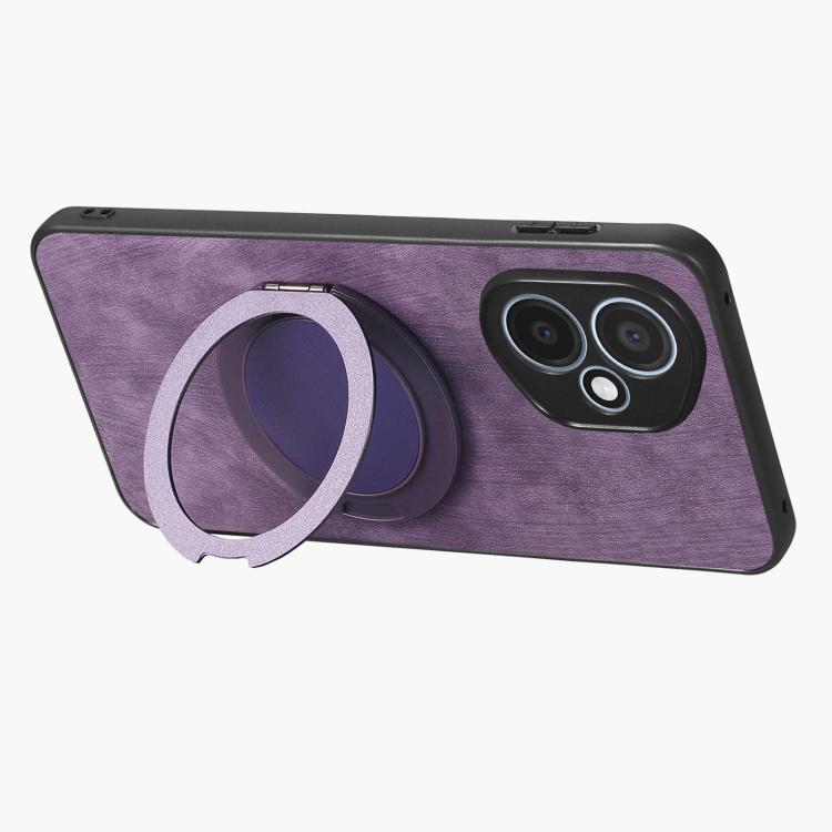 For Honor 400 Global 156.5mm Retro Leather Rotation Round Holder Phone Case