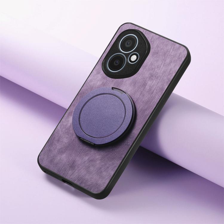For Honor 400 Global 156.5mm Retro Leather Rotation Round Holder Phone Case